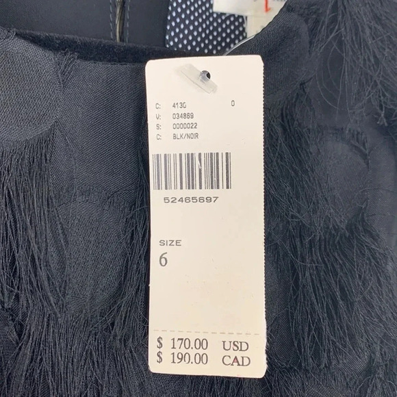 NWT By Anthropologie black Roxie polka dot textured fringe sleeveless dress sz 6 - Picture 7 of 11